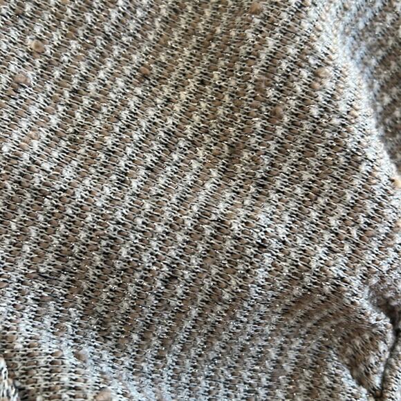 FREE PEOPLE DOUBLE BUBBLE TOP SILVER SCOOP NECK PUFF SLEEVE SWEATER XS - Picture 7 of 8